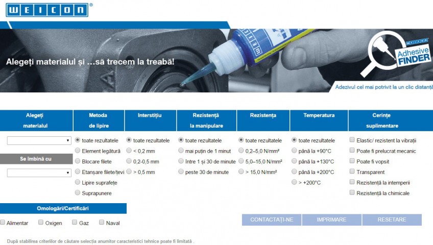 Aplicația Adhesive Finder de la Weicon